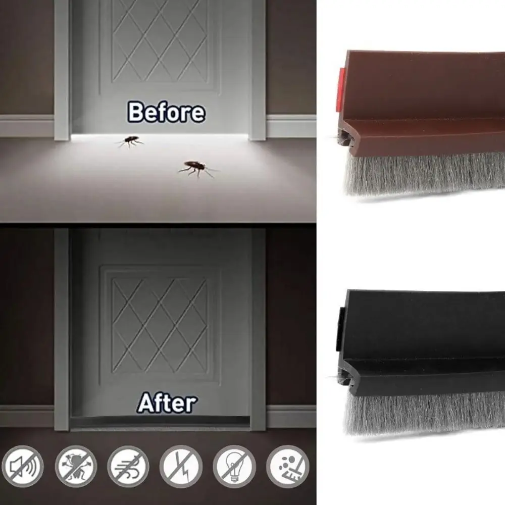 1M Self Adhesive Door Bottom Sealing Strip Anti-Insect Length Adjustable Door Bottom Silent Brush Dust-proof Flexible