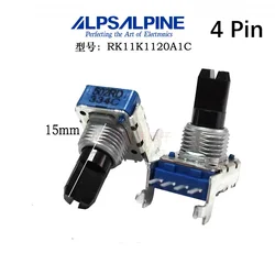 1pcs,Single loop rotary potentiometer,RK11,502RD,5K,4Pin,Electronic organ volume adjustment,The shaft length is 15mm