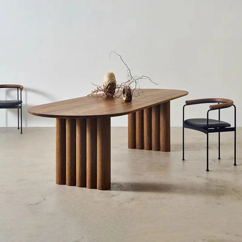 Solid wood dining table designer simple retro desk y