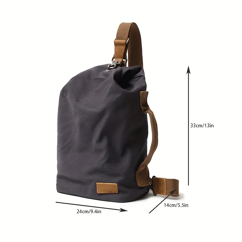 Tide bag simple personality new canvas chest bag men\'s fashion casual diagonal cross bucket bag outdoor shoulder men\'s