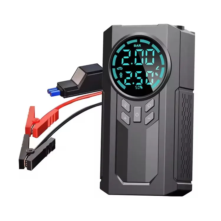 Multifuncional 4 em 1 Jump Starter com Inflador e Power Bank LED Light Jump Starter com Inflator Car Booster com Digital