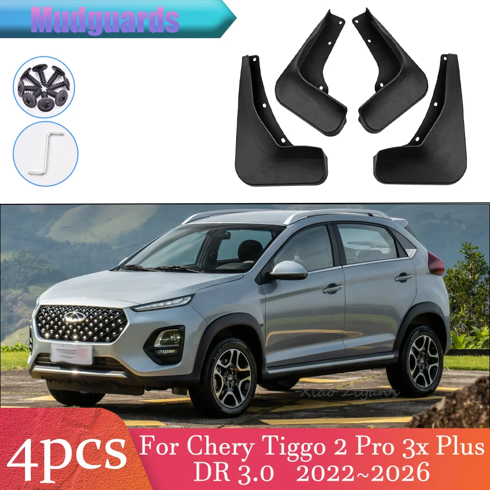 

For Chery Tiggo 2 Pro 3x Plus DR 3.0 2022~2026 2023 2024 2025 Front Rear Wheel Mudguard Flaps Mud Skin Fenders Parts Accessories