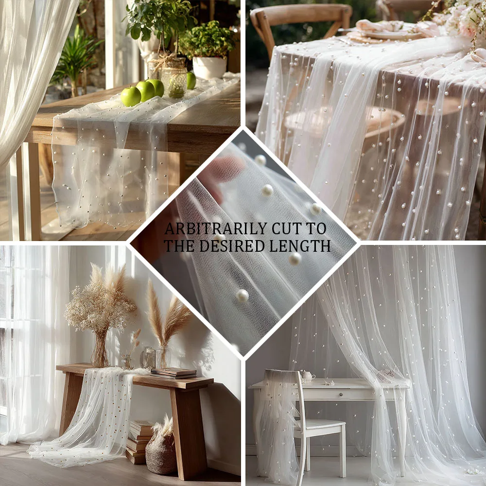 

4 штуки, белые перламутровые дорожки для стола длиной 118 дюймов, подходят для свадебных арок и украшения столов, для мероприятий Padi.