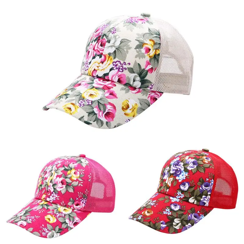 Sports Peaked Cap Floral Printed Sunshade Mesh Hat Adult Outdoor Sportswear Accessories