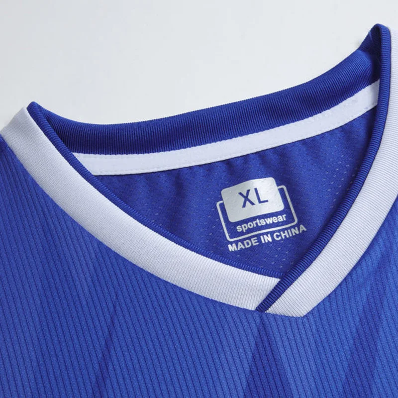 Royal Blue Dyed Sublimation Professional Soccer Jersey V Neck Collar Overlap Away Match Training Football Kits Premium Teamwear