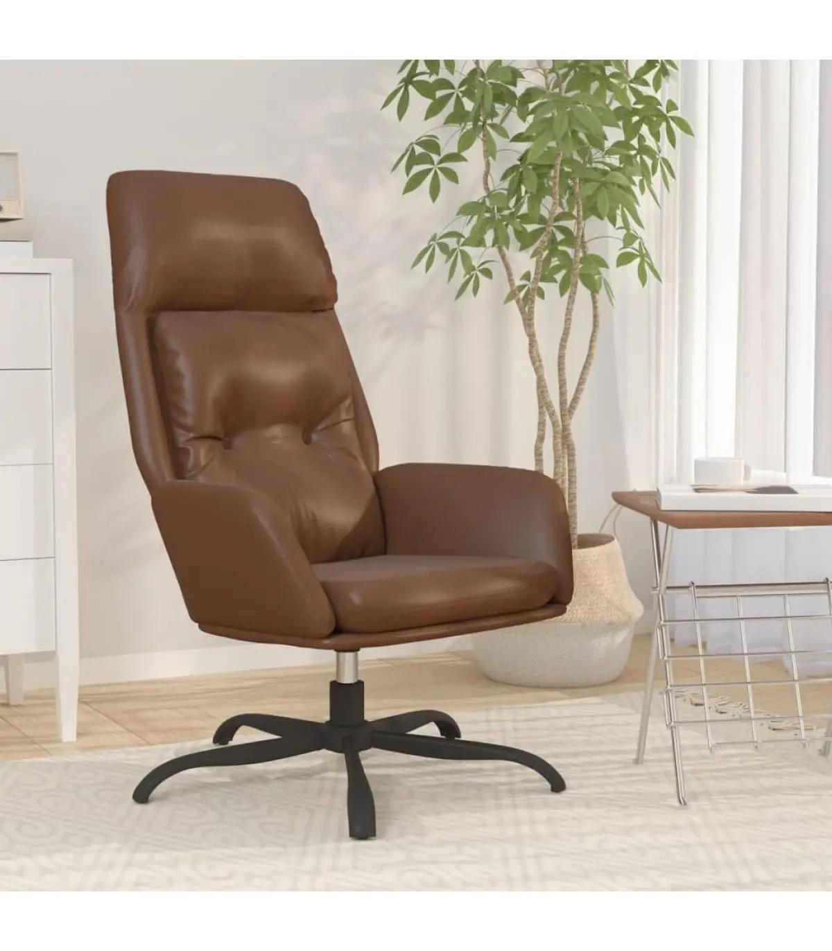 Brown synthetic leather relax armchairs