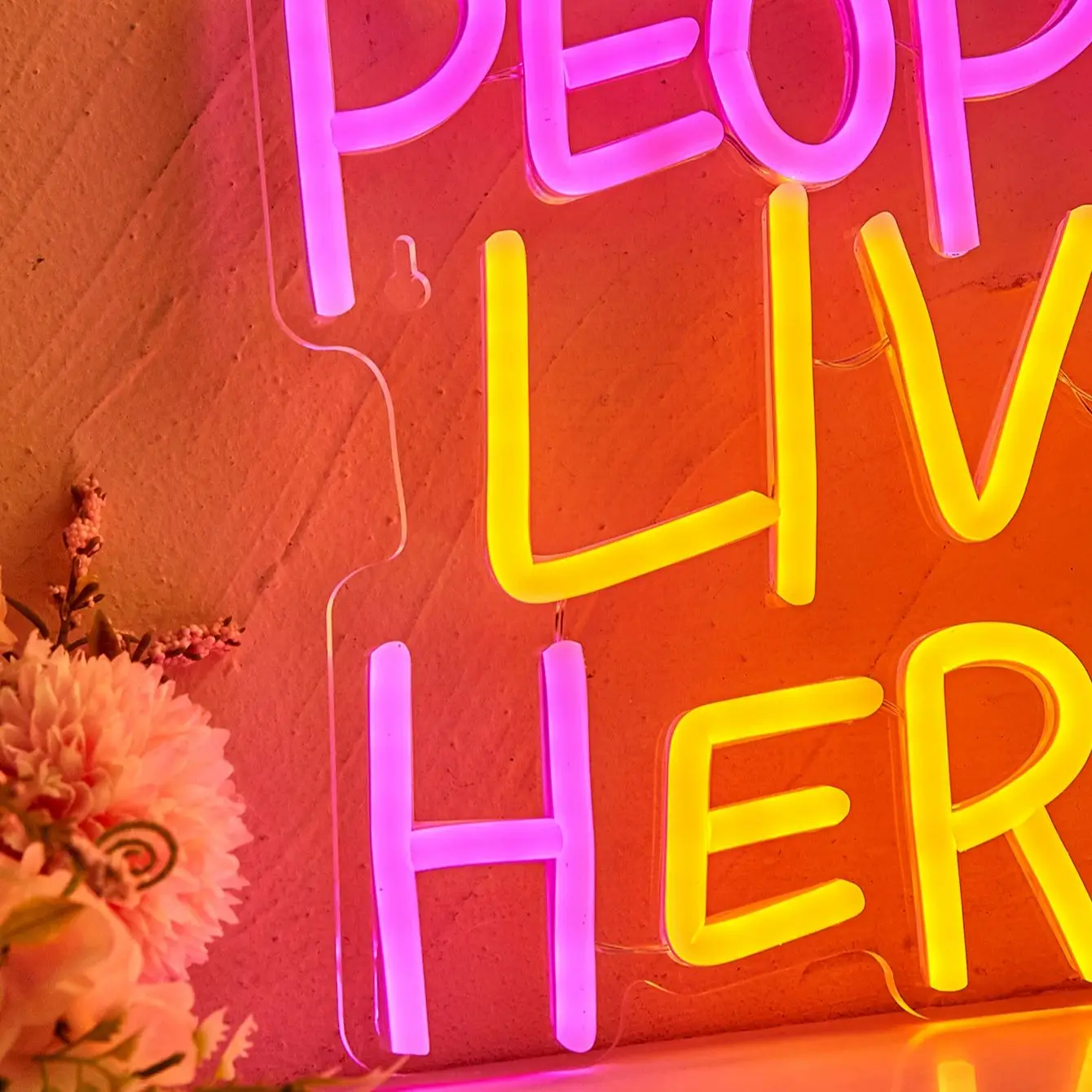 Chi-buy LED Neon Cool People Live Here Insegne al neon alimentate tramite USB Luce notturna Wall Art Camera Room Decor Lampada Insegne Regalo di compleanno