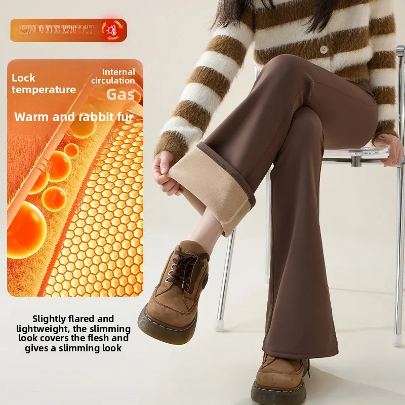 Plus size Bell Bot Yoga Calças Femininas Fce Forrado Casual Cintura Alta Emagrecimento Calças Longas Faionable Bot