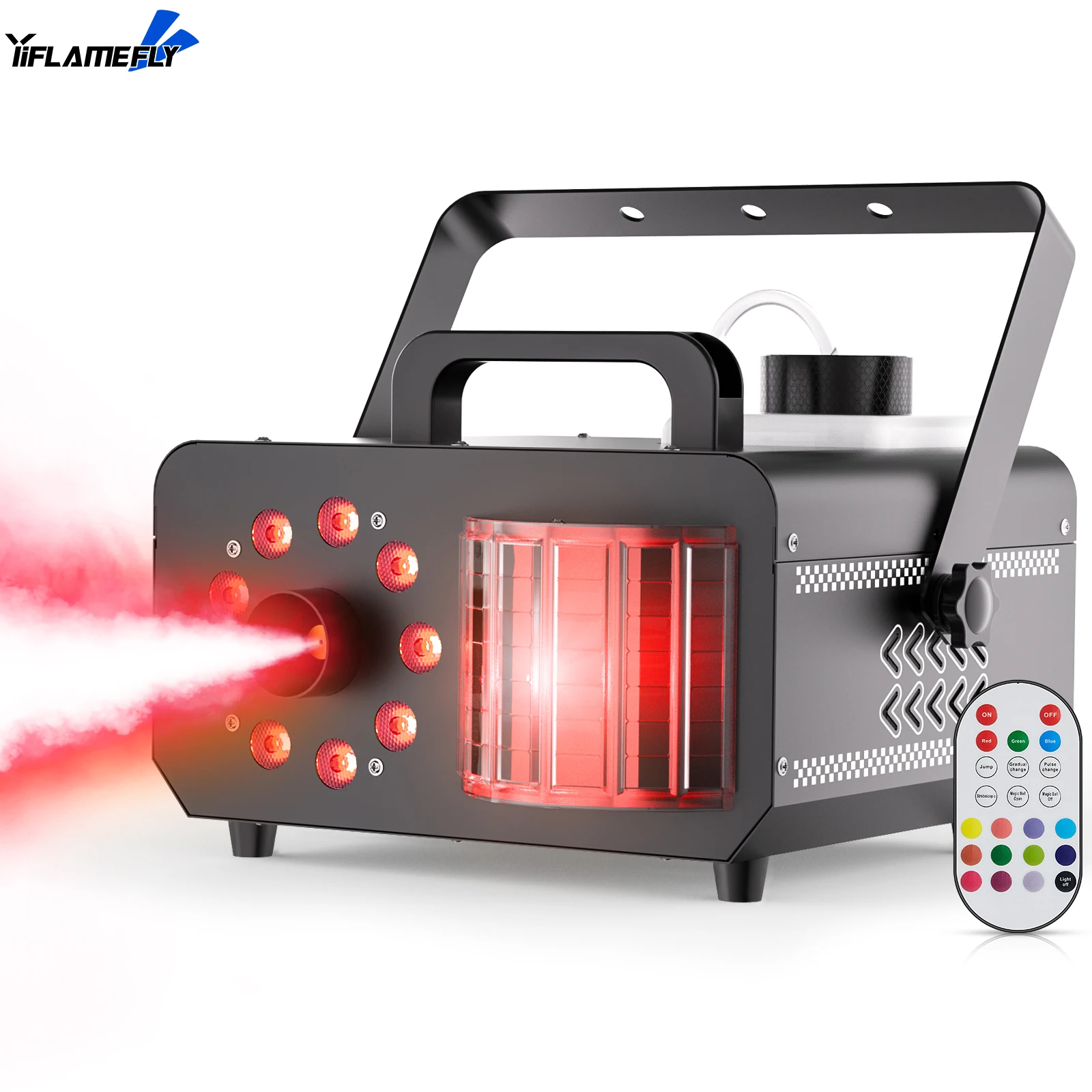 

Yiflamefly 1200 Вт 9 RGB светодиодная противотуманная машина и эффект волшебного шара со светодиодными стробоскопами и 14 статическими цветами Идеально подходит для мероприятий на Хэллоуин