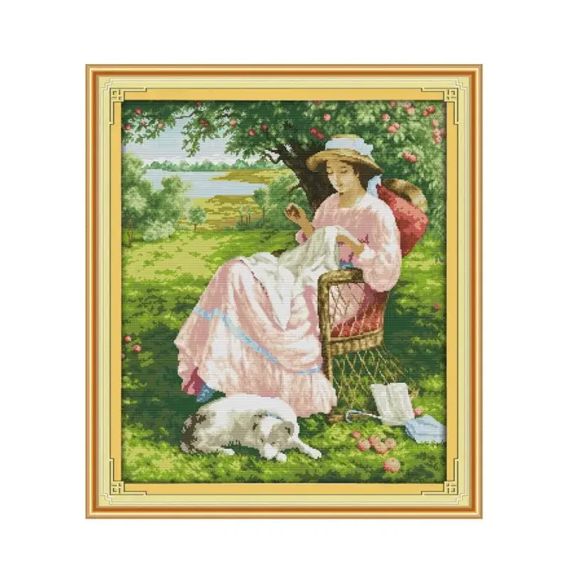 

Женщина под яблоком, набор для вышивки крестом, люди, 18 карат, 14 карат, 11 карат, принт, холст, стежки, вышивка ручной работы