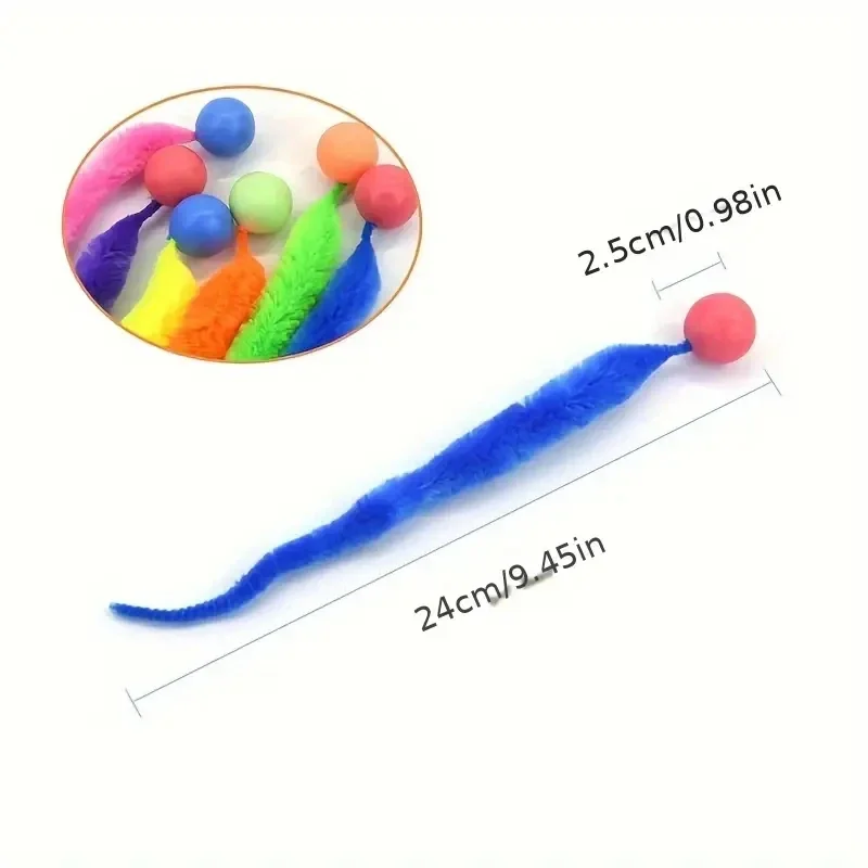 Cat interactive toys Tickle Cat Colorful bouncing ball Pet supplies Puzzle teasing indoor cat worm caterpillar elastic toy image 4