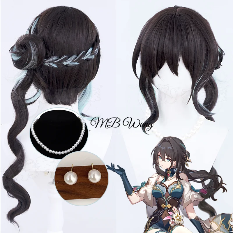 

Game Honkai Star Rail Ruan Mei Cosplay Wig Necklace Ear Clip Cosplay Costume Role Play Halloween Carnival Christmas Party Outfit