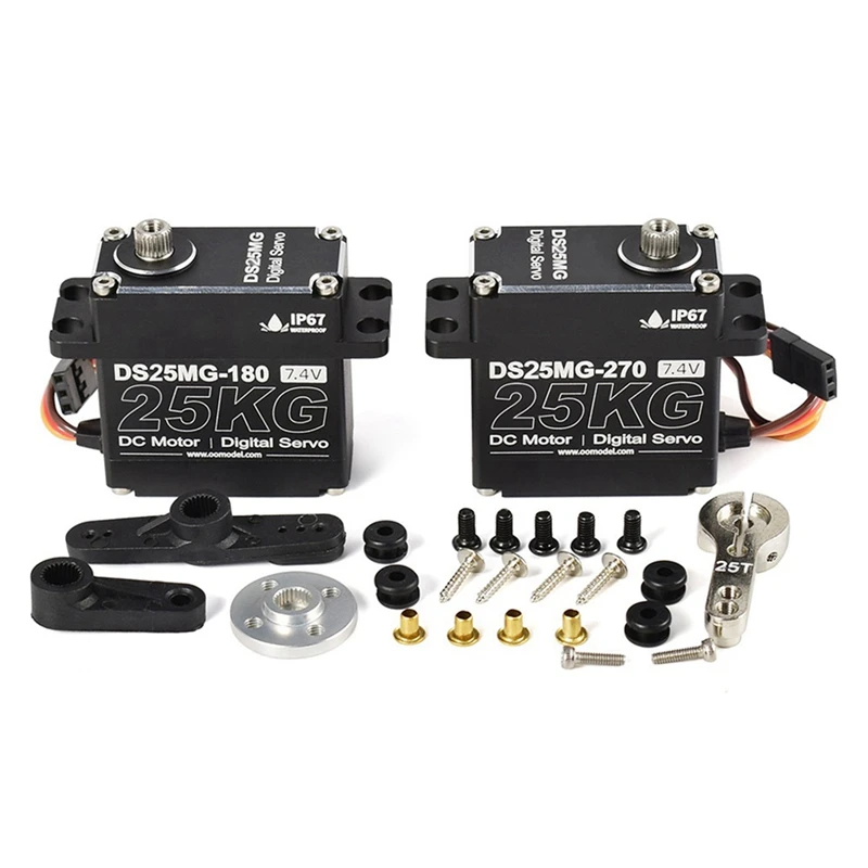 25KG Servo Motor Waterproof Digital Servo High Torque Metal Gear Servo for RC Car Robot Mechanical Arms,270 Degrees-VVBC