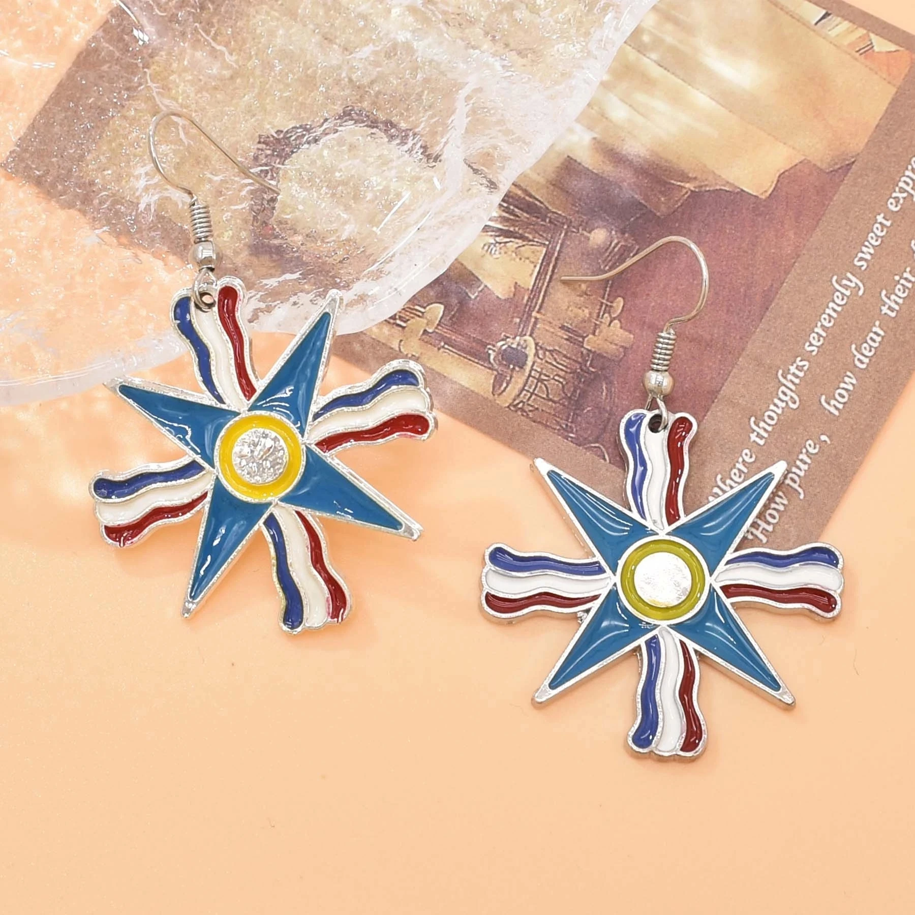 European and American fashion, flag star earrings, perforated earrings, suitable for women, independent personality