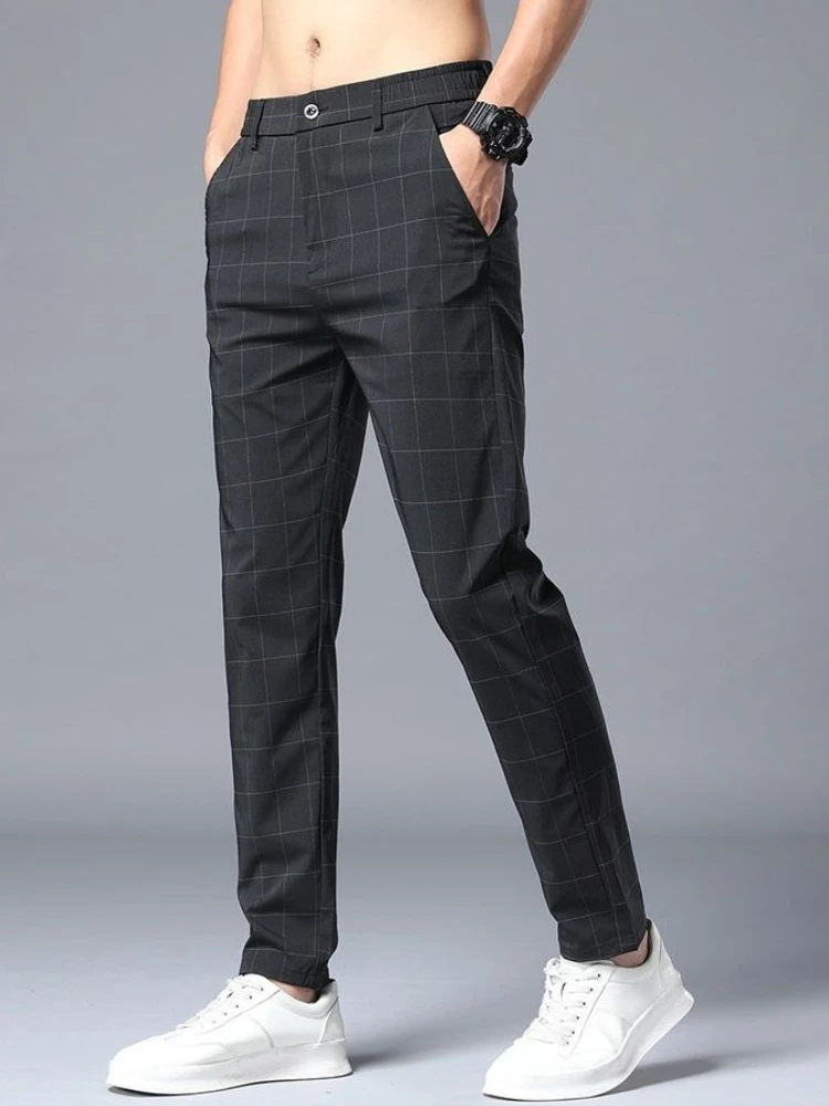 

Business Suit Trousers for Men Social Tailoring Work Wear Slacks Fashion Anti-wrinkle New In Fabric Classic Up Man Suits Pants