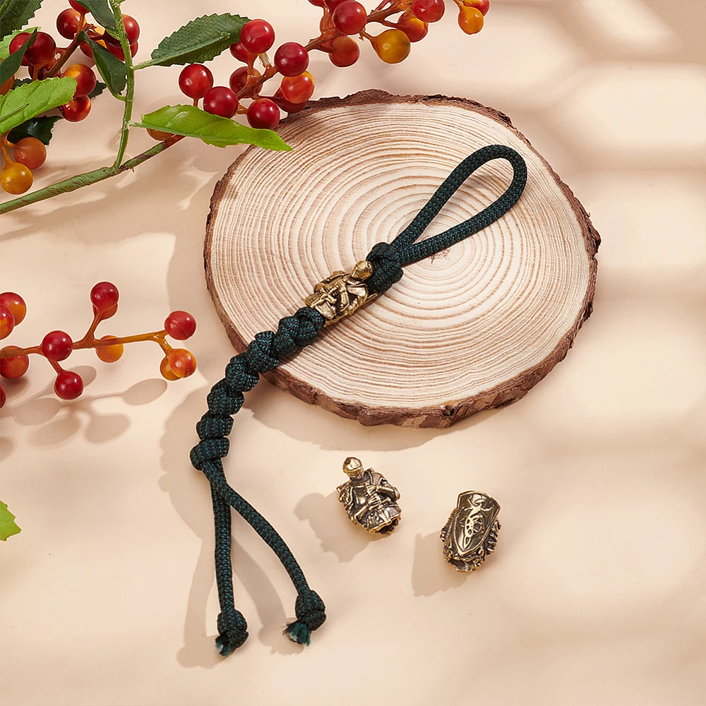 3Pcs Outdoor EDC Tool Brass Parachute Rope European Beads Large Hole Beads Knight Bronze 25x17x13mm Hole: 5x7mm view 4