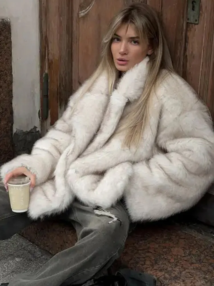 ZMEENNA femmes luxueux fausse fourrure surdimensionné manteau chaud vêtements de sortie d'hiver moelleux doux veste pour Style de fête décontracté ZM3534