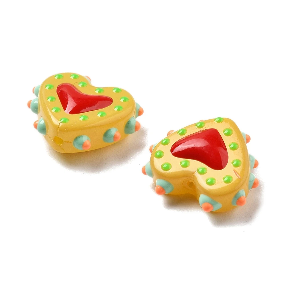 PandaHall 25 Stück Backlack-Glasperlen in Herzform, Emaille-beschichtet, 16-17x18x7mm, 1,2mm Loch für DIY Schmuck- und Halskettenherstellung – Detail 35