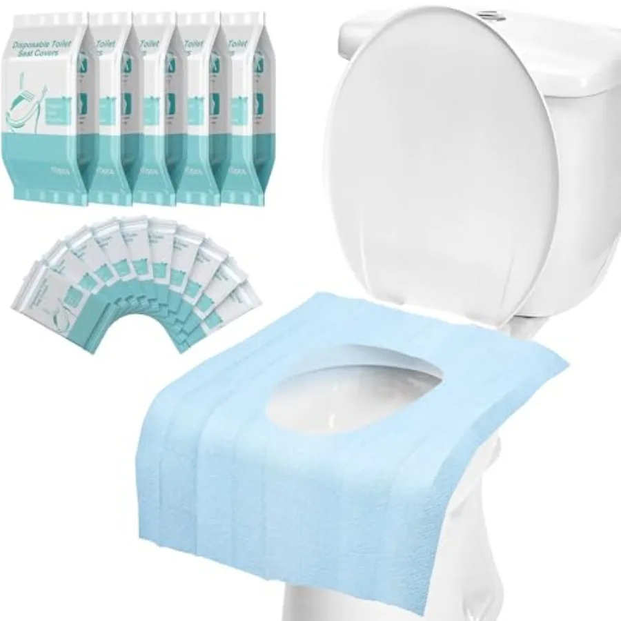 

50 Pack Toilet Seat Covers Disposable - Waterproof 16x24 Inch Extra Large Individually Wrapped Toilet Seat Shields Travel Acces