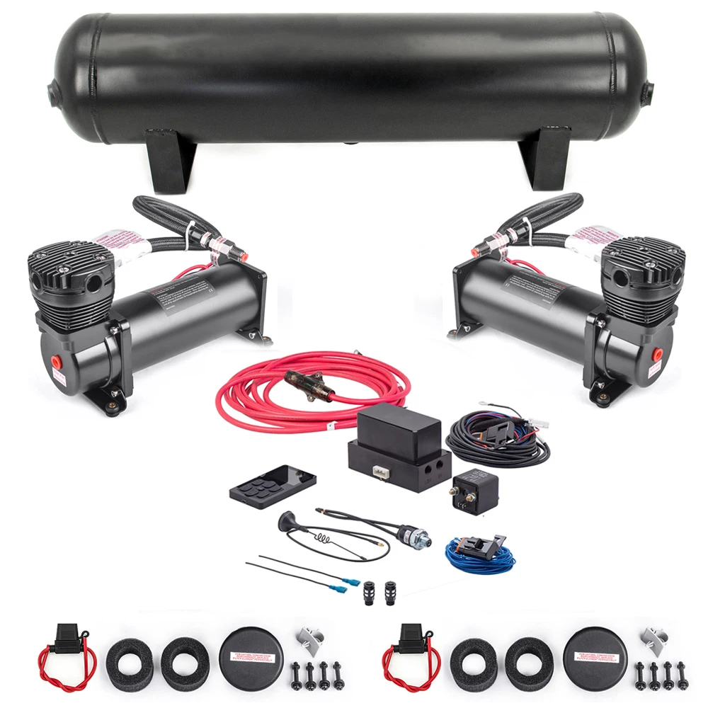 

100% NEW Air Management Kit Air Suspension System Electronic Controller System With 1pcs 5Gallon Air Tank &2pcs Compressor Pump