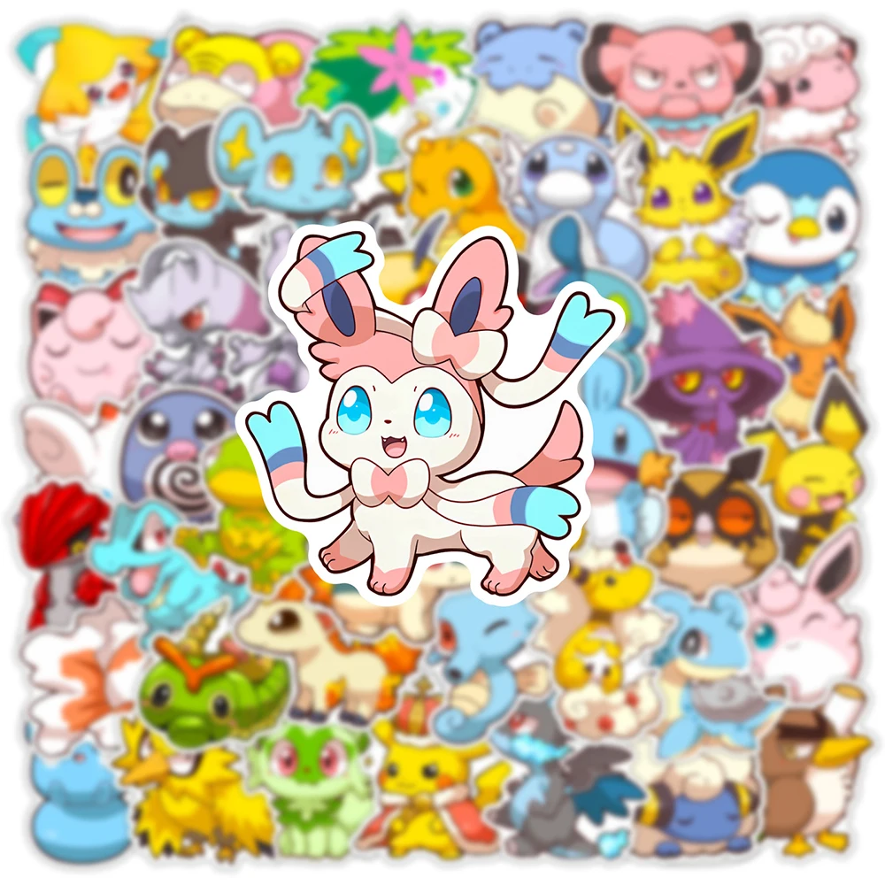 10/30/50pcs Pokemon Anime Q Version Stickers Waterproof Graffiti DIY Scrapbook Laptop Phone Cute Pikachu Gengar Cartoon Sticker