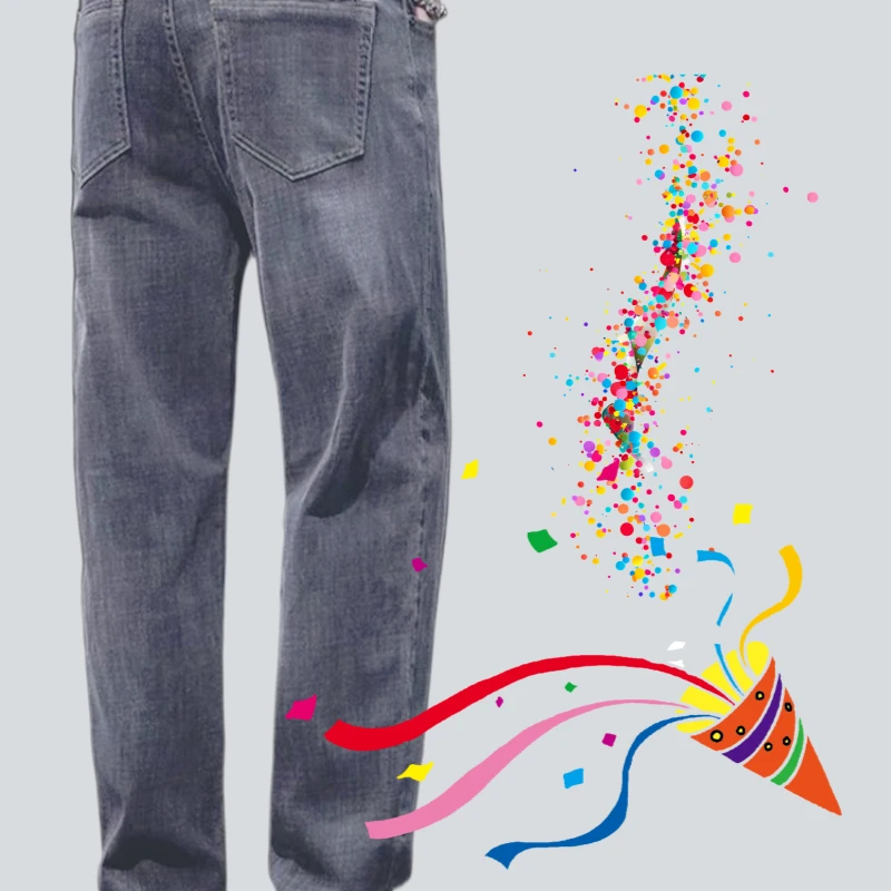 Grote maat Slijtvast Werk Los Recht Casual 2025 Lente Jeans Heren Casual elastische broek 1/2 stuk herenjeans
