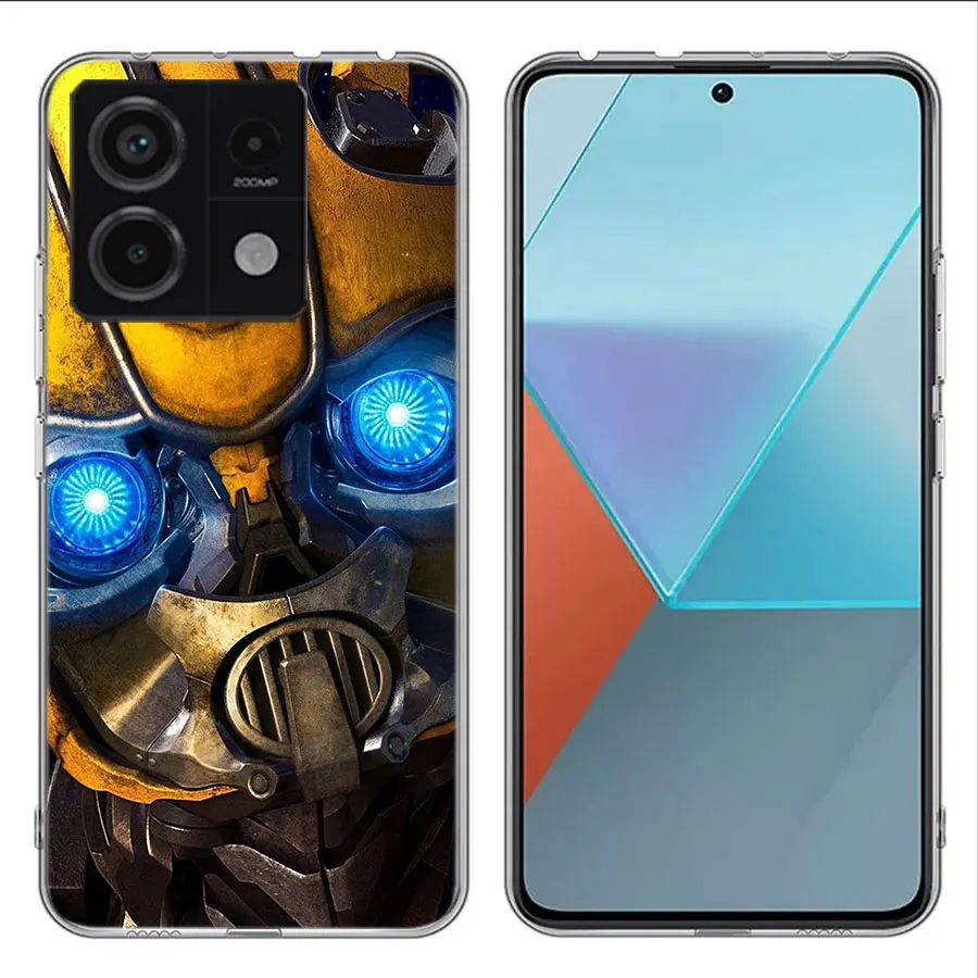 Transformers Bumblebee Clear Phone Case For Xiaomi Redmi Note 11 11S 11T 11E 10 10S 9 9S 9T 8 8T Pro 7 K70 K60 K20 TPU Pattern S