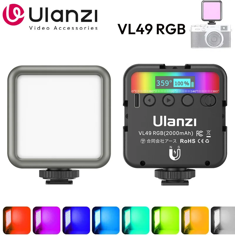 Ulanzi VL49 RGB luces de vídeo Mini luz LED para cámara 2000mAh lámpara de Panel LED recargable iluminación de vídeo y fotografía para Youtube Tik tok