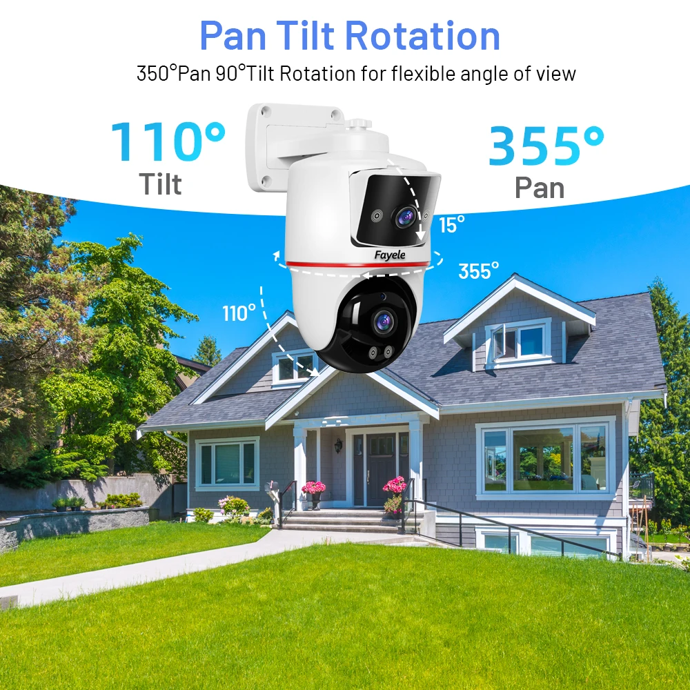 4MP WiFi Smart Linkage Dual-lens PTZ Camera Dual Screen Humanoid Auto Tracking 2way Audio Full Color Outdoor Wireless IP Camera