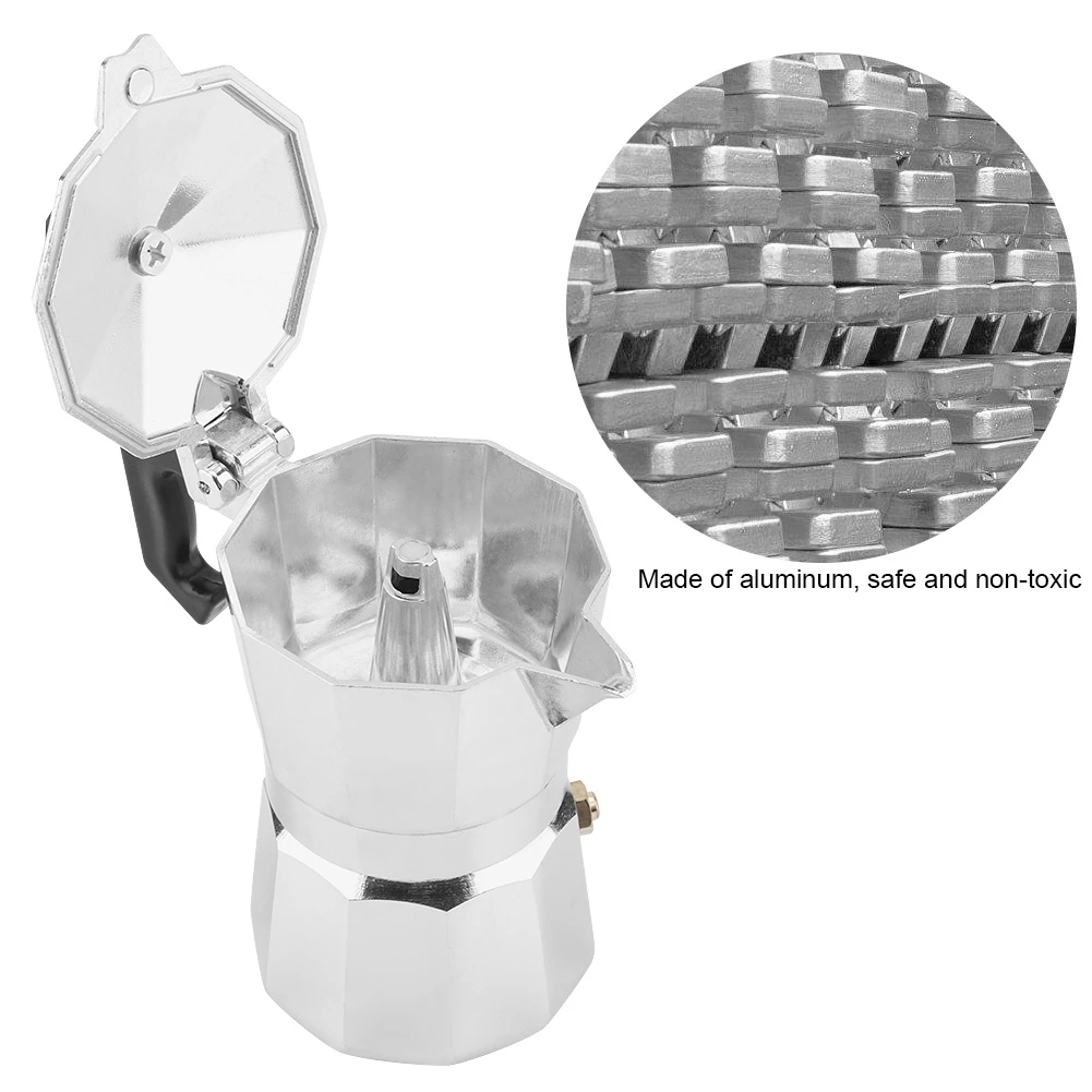 50mL 1 Cup Aluminum Italian Type Moka Pot Espresso Coffee Maker Stove Home Office Use