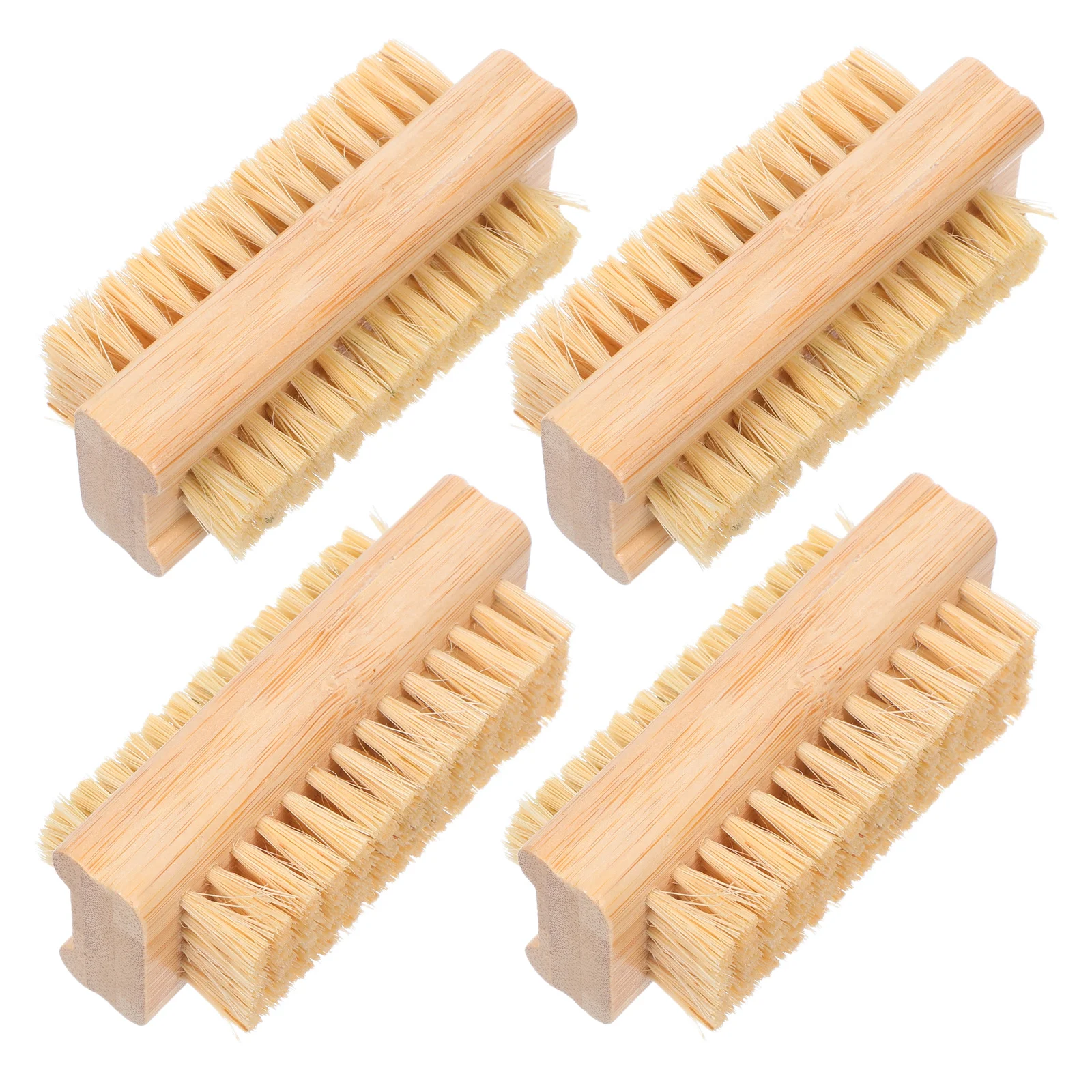 

4Pcs Nail Brush Bamboo Handle Set Dual-Sided Soft and Stiff Bristles Nail Cleaning Brush Manicure Tools Portable for Fingernails