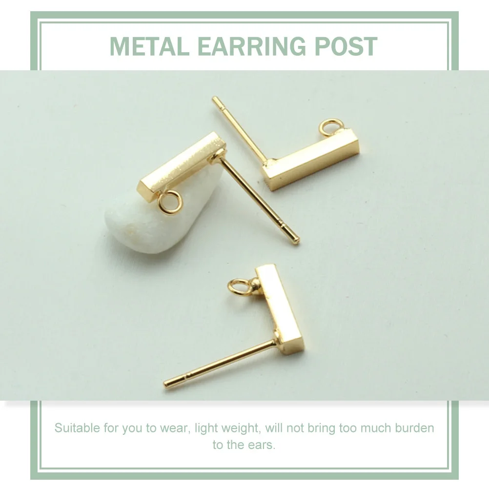 

20 Pcs Trendy Earrings Square Post with Hoop Studs Vintage Posts for Jewelry Making Golden Hardware Stainless Steel
