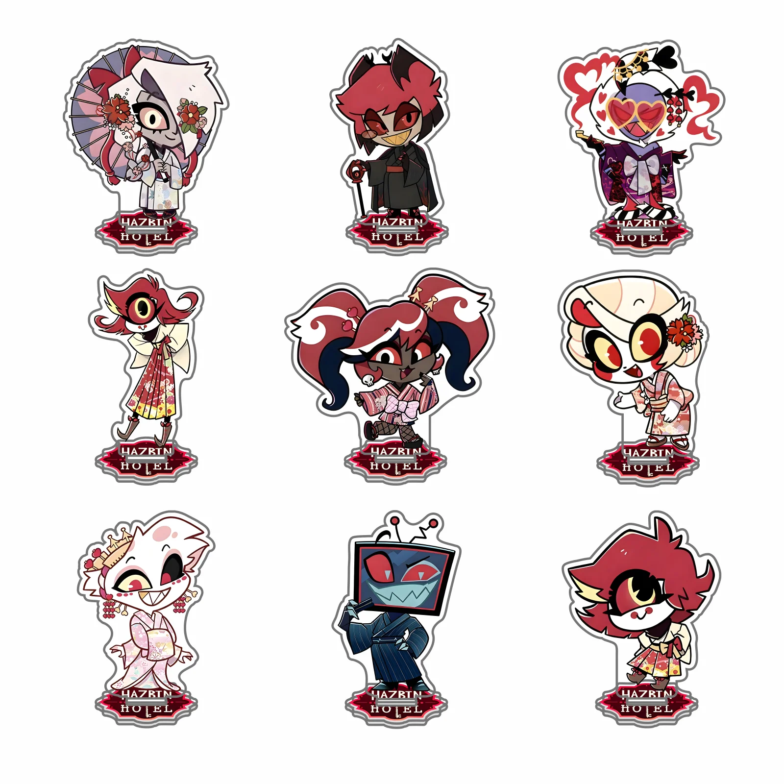 Figurine d'anime Hazbin Hotel 2, support en acrylique, Charlotte/Alastor, décorations de table, accessoires, cadeaux, produits exquis