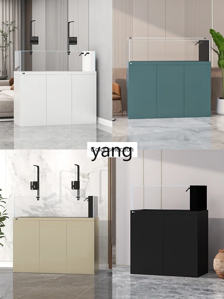 yjq Living Room Super White Glass Stream Floor Bottom Filter Fish Tank Landscape Aquarium