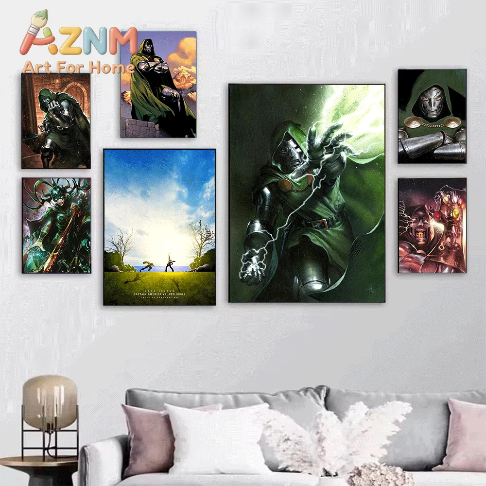 AZNM Deadpool Wolverine Doctor Doom Canvas Wall Art Unframed Print Home Wall Decor Poster Marvel Comic Fans Bedroom Decoration