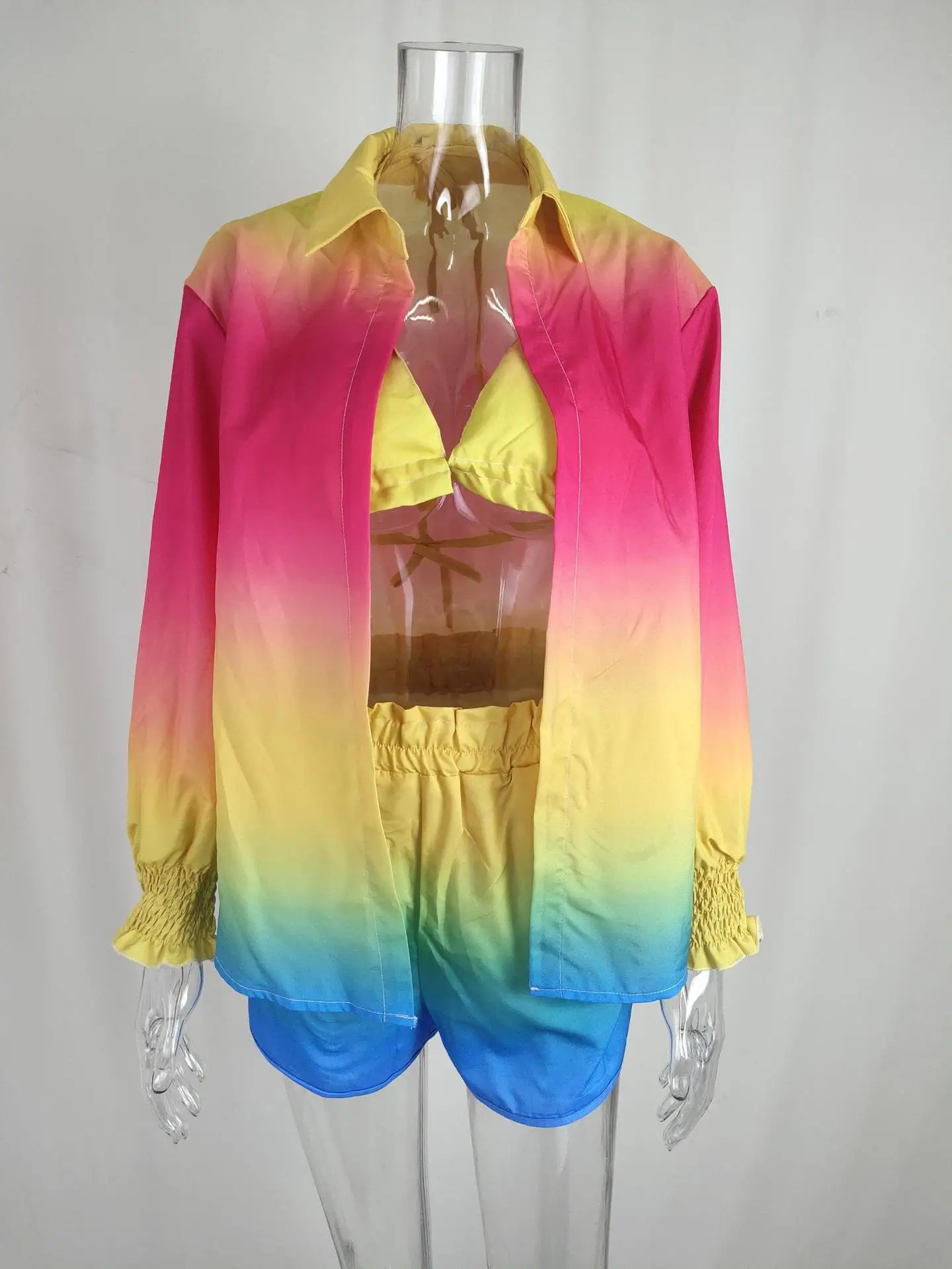 Neue 2025 Badeanzug Shorts Cover Up Sommer Drei Stück Bademode Sexy BeachWear Hohe Taille Bikini Set Druck frauen Badeanzug – Detail 14