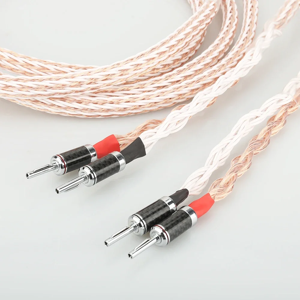 1 paio di cavi per altoparlanti HI-End 12TC Cavo per altoparlanti audiofili in rame OCC Cavo per altoparlanti HIFI da banana a forcella