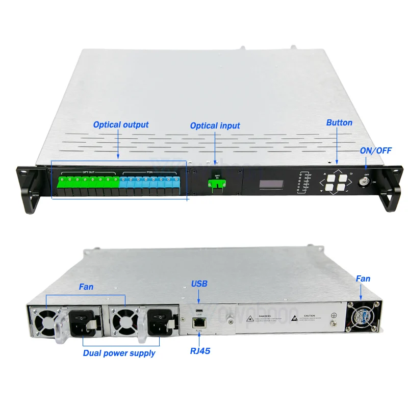 

FTTH WDM EDFA optical fiber amplifier, 8 Port, 17/18/19dbm, 20/21/22/23/24dbm, 1550nm, high power, customized