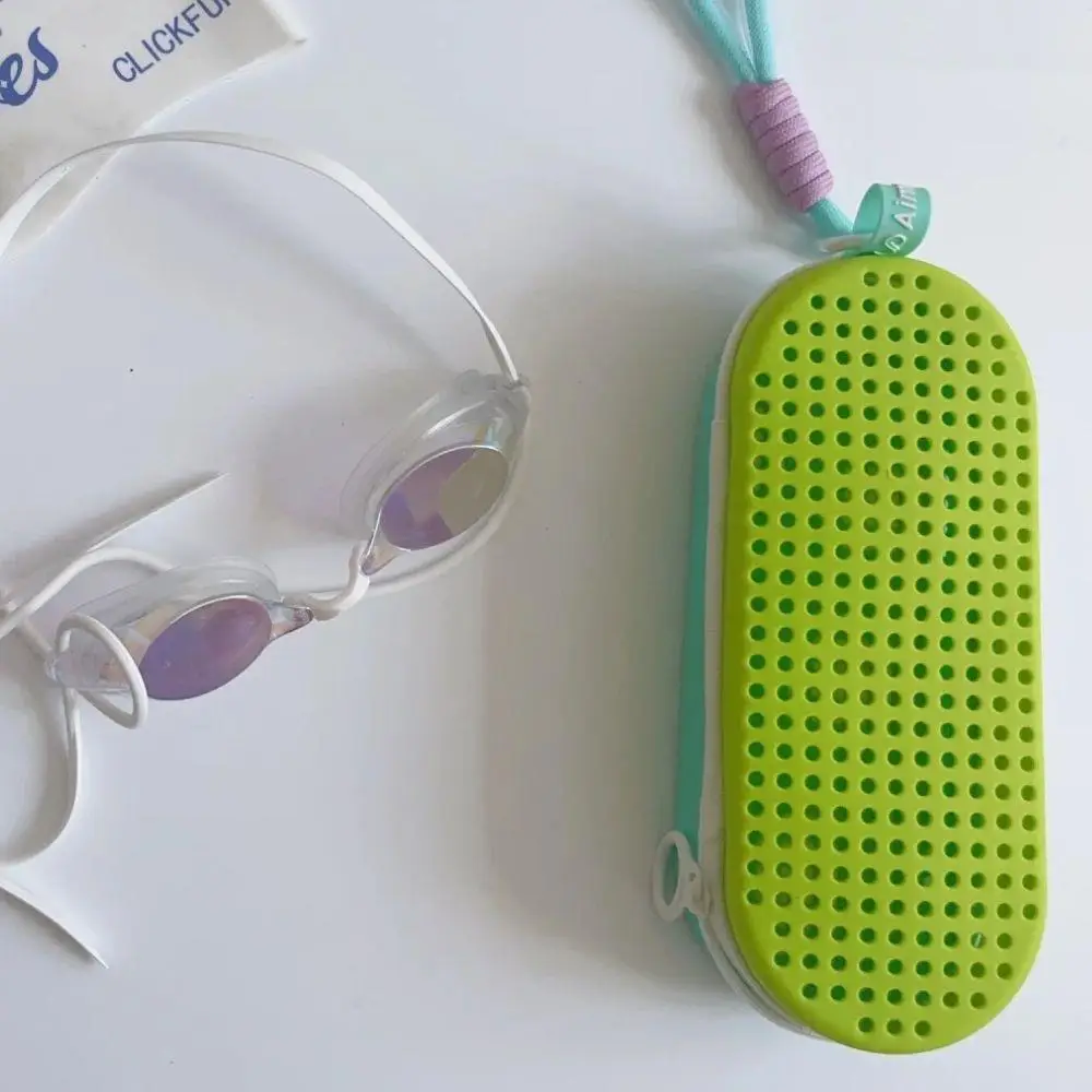 Dopamine Silicone Swimming Goggles Case Large Capacity Protective Glasses Storage Box Dual-Sided Portable Zipper Eyeglass Case