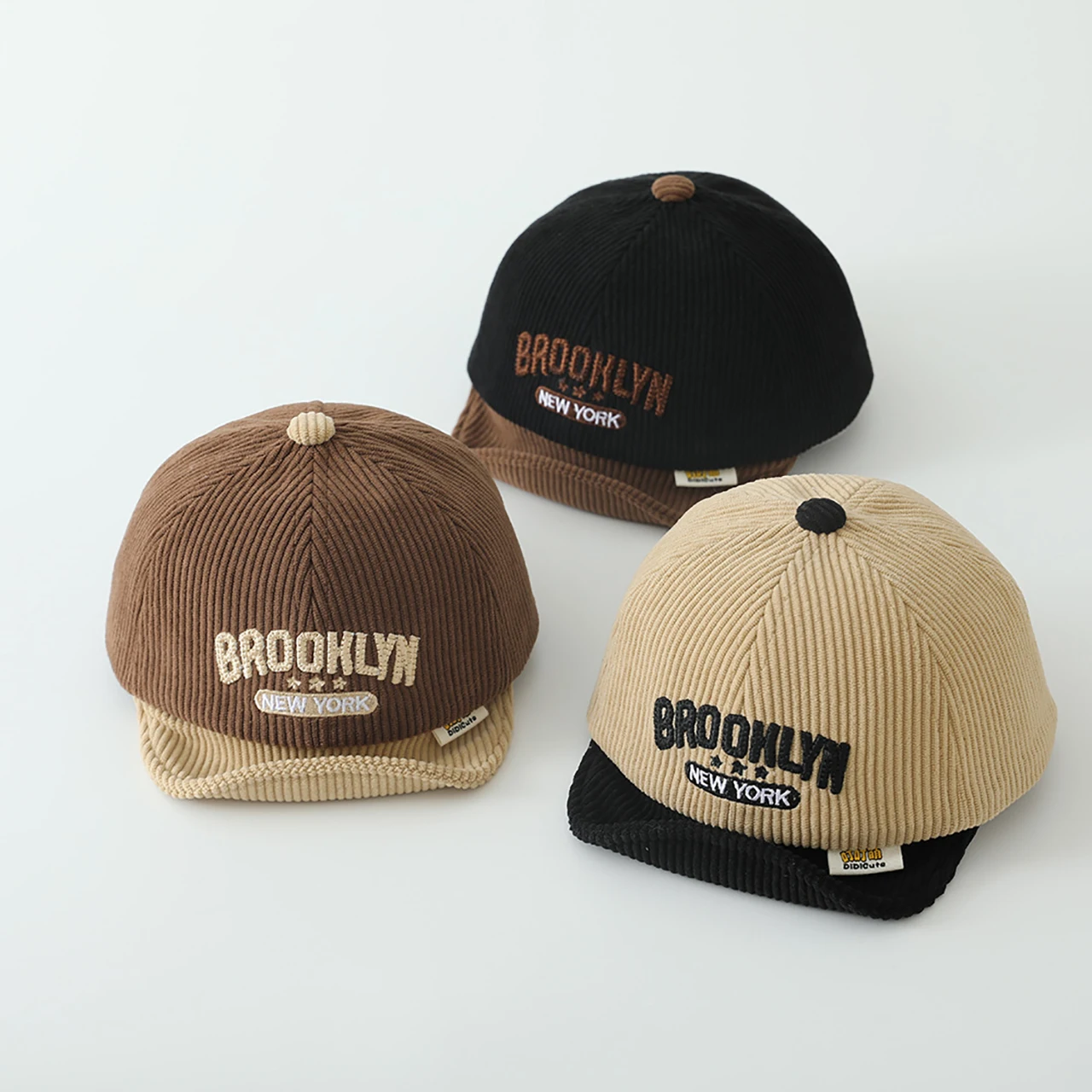 

Autumn Winter Corduroy Peaked Cap Letter Embroidered Baby Duck Tongue Caps Fashion Patchwork Baseball Hat 1-3Year Toddler Visors