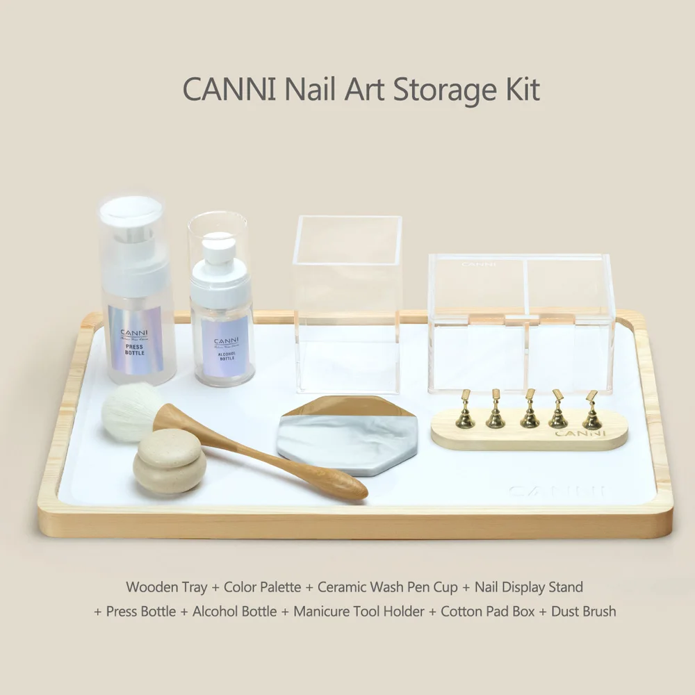 CANNI 9PCS Professional Nail Art Storage Organizer Kit Manicure Tool Holder Display Stand Tray Salon Nail Technician Accessories