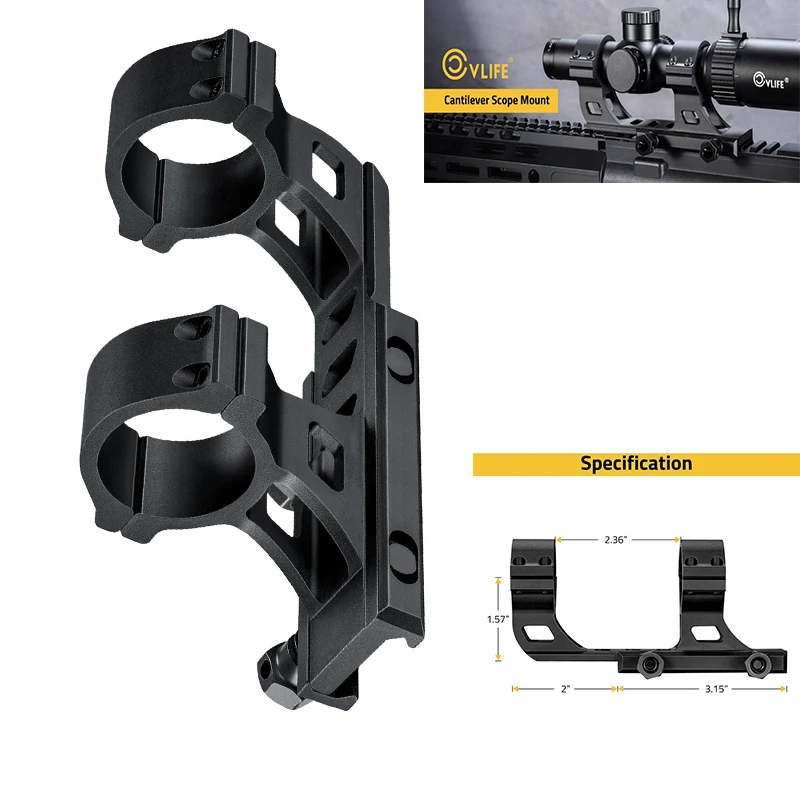 

MIDTEN Rifle Scope Mount Lightweight Optics Riflescope Offset Cantilever Dual Rings Cantilever Mounts for Picatinny Rail Aluminu