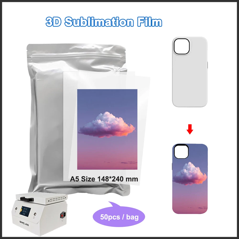 

50pcs Phone Case 3D Film Sublimation DIY Blank Film for SMC-A5 Heat Thermal Transfer Printing Machine Customized Back Covers