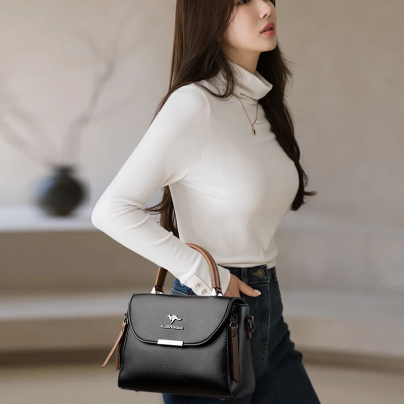 High Quality Pu Leather Shoulder Croosbody Bags Large Capacity Solid Purses and Handbags Luxury Designer Ladies Casual Totes Sac