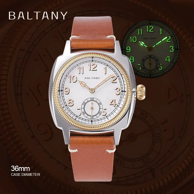 Baltany 1926 Oyster Tribute Watch ST1701 36mm Gold Case Luminous Dial Sapphire Glass 100M Waterproof Automatic Mechaincal Watch