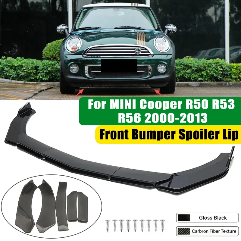 For MINI Cooper R50 R53 R56 2000-2013 5Pcs ABS Car Front Bumper Lip Spoiler Splitter Body Kit Canard Tuning Accessories
