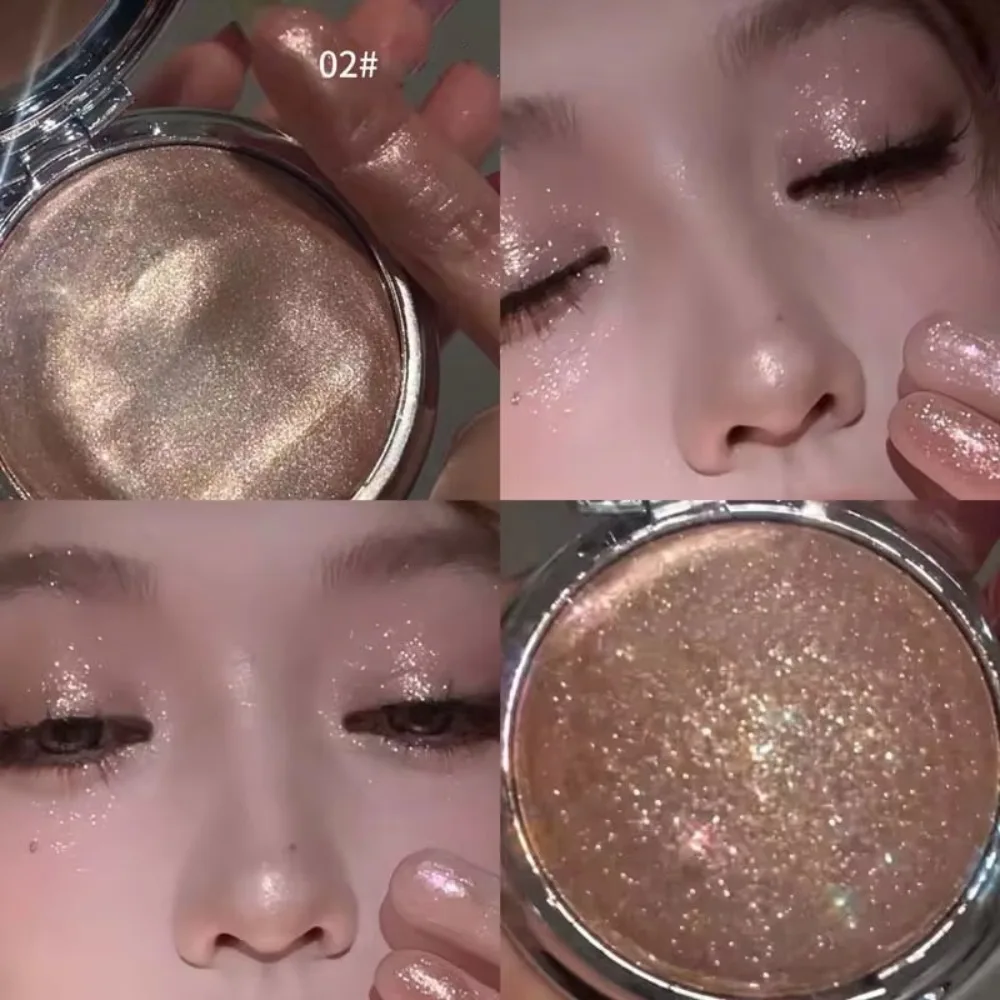 Paleta de sombras brilhantes com glitter, pasta monocromática brilhante de longa duração, fácil de usar, iluminador em pó