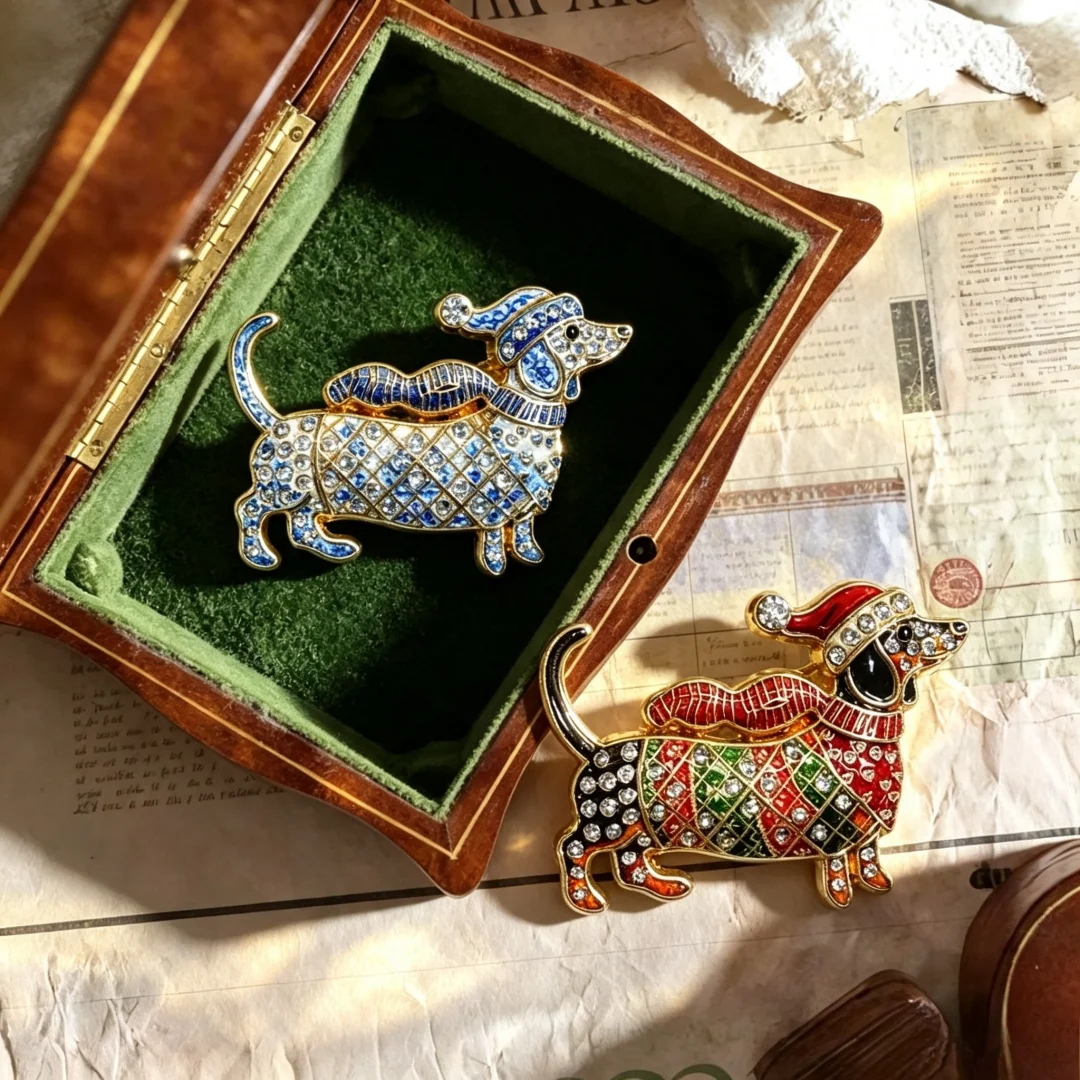 Baroque Luxury Christmas Scarf Dog Design Men's and Women's Brooches, Jewelry, Fashion Accessories, Party Gifts