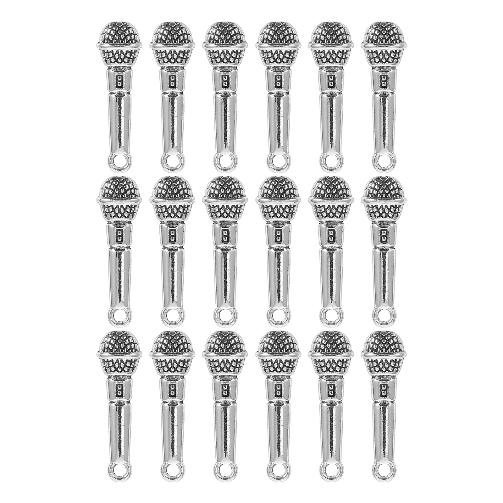 

20 Pcs Bracelet Microphone Pendant Chamrs Charms for Jewelry Making Notes Silver Fake Microphones Child