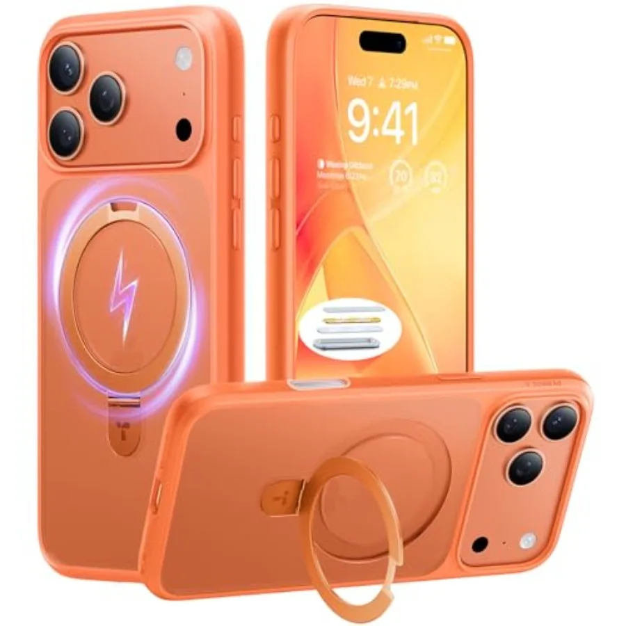 

for iPhone 17 Pro Max Case with Stand, Camera Control Button, Fit for MagSafe, Military Grade Protection, Translucent Slim Soft